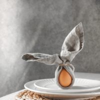 Festive,Easter,Table,Setting.,Funny,Easter,Bunny,Made,Of,Egg